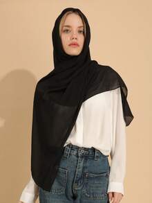 1 pieza Nuevo Pañuelo de Gasa Arrugada para Mujer, Chal Versátil Adecuado para Todas las Estaciones - Multicolor - Ver 7