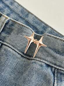 Women's Waist Tightener Jeans Buttons Pins With Decorative Star Design, Adjustable Buckles Instant Removable Pant Clips - 金色 - 查看 2