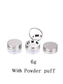 Multi-Functional Empty Rose Gold Powder Case With Powder Puff, Silver/Gold Spiral Cap, DIY Pigment Bottle, Includes Plastic Glitter For Nail Polish - Multicolor - View 12