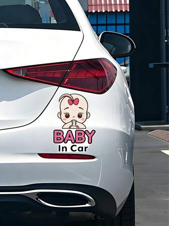 车内宝宝贴纸 - 防水乙烯基汽车贴纸，适用于汽车、笔记本电脑、滑板、水瓶等 | 可爱的宝宝汽车配件、电脑装饰和旅行装备 | 耐用且色彩鲜艳的PVC贴纸