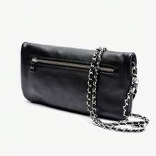 Women's Chain Handbag, Decorated With Wing Chain And Diamonds, Casual Vintage Shoulder Bag, Women's Envelope Bag, Essential For Dates, 2025 New Model Bag - Đen 3 - Xem 4
