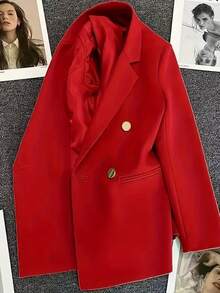 One Piece  Elegant    Button    Bright-Colored Suit  Office  Daily    Spring And Autumn - Màu be - Xem 3