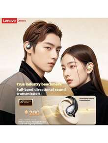 Tai nghe Bluetooth Lenovo dạng mở, dẫn truyền qua xương, tai nghe thể thao, thời lượng pin dài, âm thanh chất lượng cao, cuộc gọi HD và nghe nhạc, tai nghe Bluetooth không dây. - đá mặt trăng màu trắng - Xem 7