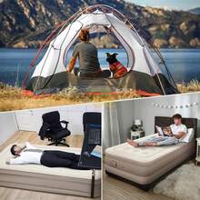 Colchon Inflable Con Bomba Y Almohadas, Inflable Individual Camping Cama De Aire Portatil, ColchóN Inflable Individual Bomba De Aire EléCtrica, Camping Reistente Plegable Comodo Para Descanso - Albaricoque - Ver 10