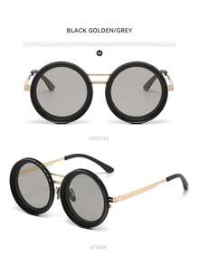 9-Level Adjustable Tinted Round Lens Fashion Glasses, Suitable For Various Occasions Such As Retro Punk Parties, Music Festivals, . Especially Suitable For Easter, Graduation Season, Halloween And Christmas. Aluminum-Magnesium Alloy Lenses, Alloy Frames. - Rotate N9 - View 12