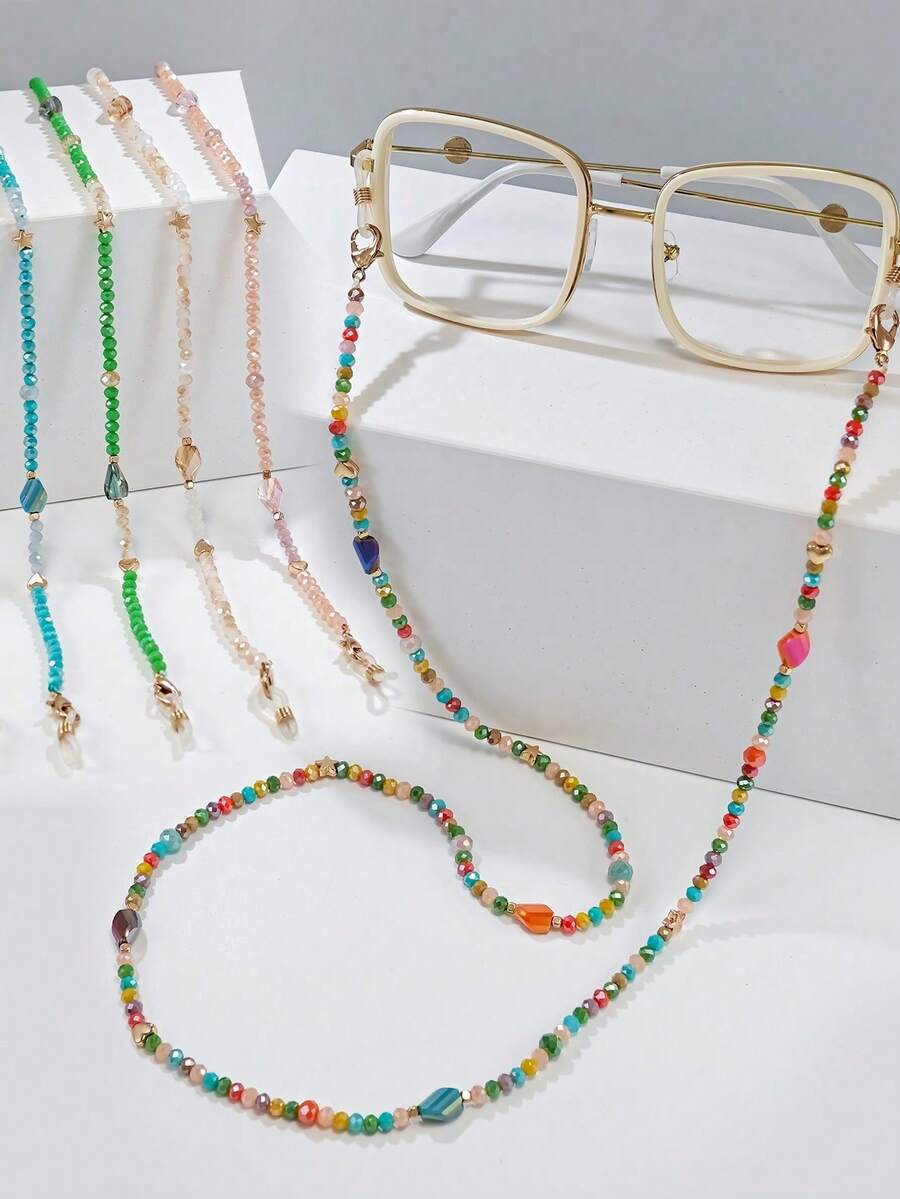1条女士彩色串珠渐变眼镜链，温柔优雅的日常配饰 - 彩色-426 - 查看 1