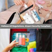 1/2/5pcsAircraft Liquid Zipper Bag, 20 X 20 Cm, 1-Liter TSA Certified Bag, Aircraft Carry On Luggage, Essential For Vacation, Waterproof And Leak Proof, With Handle, Black Transparent, Transparent Bag - Multicolor - View 3