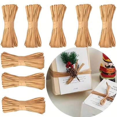 40/100m Cuerda de papel amarillo tejida a mano, cuerda de papel de coco reforzada de 2mm apta para cajas de regalo de Navidad, cumpleaños, fiestas, envoltura de cajas de regalo con estilo retro, materiales DIY, embalaje de regalos, embalaje navideño, cinta tejida a mano, decoración de estilo campestre, cuerda de papel resistente, cuerda tejida, cinta de manualidades, entusiastas de la artesanía, compradores navideños