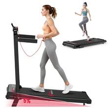 Homefitnesscode 5% Incline Walking Pad Treadmill With Foldable Handrail, Portable Compact Flat Mini Small Fold Away Running Machine, Quiet 2.5 HP Motor, LED Display Remote Control, For Home Office Gym - UK Plug(220-240V) - View 3