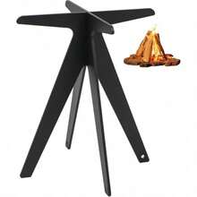 Rejilla portatil para fogatas de camping Rejilla pequeña para sostener utensilios de cocina hoyos de fuego verticales originales de madera rejilla de pozo de fuego resistente para hoyos de fuego - como en la foto - Ver 1