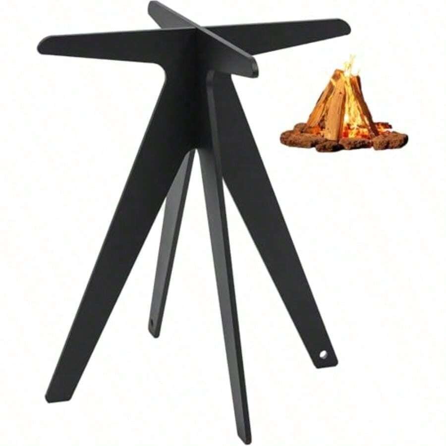 Rejilla portatil para fogatas de camping Rejilla pequeña para sostener utensilios de cocina hoyos de fuego verticales originales de madera rejilla de pozo de fuego resistente para hoyos de fuego - como en la foto - Ver 1