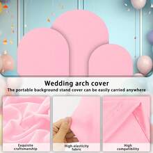 eluckya Arched Backdrop, 6ft, 6.6ft, 7.2ft, Double-Sided Stretch Fabric, Arched Backdrop, Dome Arched Backdrop, Suitable For Birthday Parties, Baby Showers, Gender Reveal Parties, Decorative Arches, Wedding Banners, Wedding Arch Support Decorations (Backdrop Only, Support Not Included). - Pink - View 3