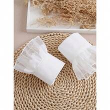 1 Pair 3-Layer Sheer Elastic Bell Sleeve Cuffs Decor For Women Gift For Her Daily Wear - 白色-009 - 查看 2