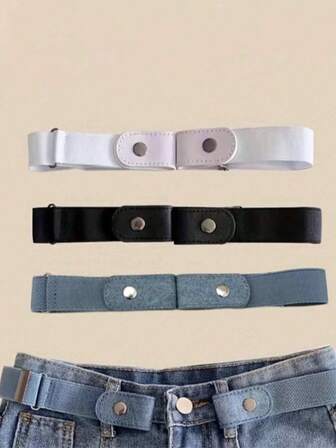 1/3件装简约帆布弹力腰带，时尚休闲隐形腰带配饰，适用于连衣裙和外套