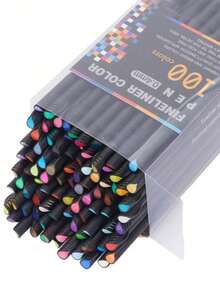 100pcs Fine Line School Supplies, Ballpoint Pens, Highlighters, School Essentials, Cute, Back To School Items, School Stationery, Pink Learning Supplies, Student Gel Pens, Office Use - Multicolor - View 2