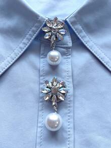 1PC/2PCS Elegant Geometry Button Covers, Shirts Button Cover Clip On Button Covers Fashion Crystal Cufflinks Cover, Suitable For Tuxedo And Wedding Dresses Decoration - Multicolor - View 5