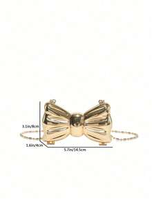 1pc Mini Acrylic Metallic Bow Handbag[US-Based Shipping],Shiny Electroplated Fashion Clutch For Women, Women's Fashion Chain Crossbody Bag, Suitable For Valentine's Day, Mini Acrylic Electroplated Metallic Silver Shiny Bow Decor Clutch Bag, Parties, Dates,Shiny, Chic, And Full Of Charm - This Mini Metallic Bow Bag Is Your New Party Essential. Multipurpose Coin Purse For Jewelry, Earphones Or Gifts , Weddings, Dates, Or As A Shoulder/Crossbody Bag,Bowknot Mini Evening Bag, Women's Chain Lip Gloss Pouch, Dates, Coin Purse,Versatile Women's Personalized Fashion Chain Lipstick Pouch, Jewelry/Earphone/Cosmetic Storage Box, Gift For Ladies, Suitable For Valentine's Day, Party, Wedding Dress Decoration, Date Use Shoulder/Crossbody Bag, Elegant Ladies ,Christmas, Christmas Gifts, Christmas Outfits, Christmas Styling, Purse,Purses,Bags,Bag,Wallet,Purses And Bags Women,Personalized Gifts,Keychain,Stocking Stuffers For Women,Wicked,Travel Bags,Pink Purse,Cruise Essentials,Customized Gifts - 金色 - 查看 10