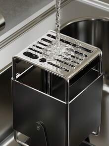 Knife Block Stainless Steel, 30° Rotatable Knife Block 9-Slot Universal Knife Holder,Knives Holder For Kitchen Knives Countertop Storage (Gun Grey)