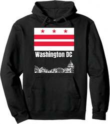 Winter Clothes For Women Washington DC District Of  DC Souvenir Skyline Flag Pullover Hoodie - màu đen - Xem 3
