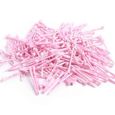 FINGER TEN Golf Tees Wood 3 1/4 2 3/4 Inch Wooden Bamboo 30 Count, Bulk Tee 70mm 83mm Pink Purple Grey Color