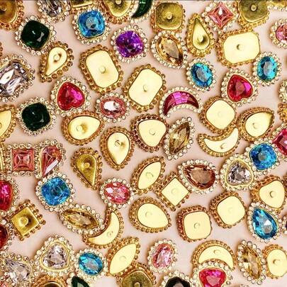 50pcs Multicolor Hand Sewing Rhinestone Claw Rhinestone Clothing, Footwear, Hat, Bag Diy Material Jewelry Accessories