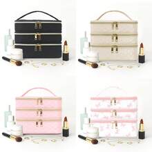 1-Piece Large Capacity Three-Layer Travel Cosmetic Bag, Multi-Function Separated Storage Bag, Travel Classification Storage Bag, Skin Care Product Storage Bag, Nail Polish Product Storage Box, Portable Handbag, Sanitary And Toiletries Storage And Sorting Bag, Household Products Classification Packaging Box, Travel Necessities, Fashionable Color And Style, Suitable For Travel And Family Use, Gifts For Family, Friends And Loved Ones - 彩色 - 查看 4