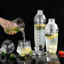 7Pcs/Set Drink Shop Special Tools, Including Hand Shaken Shaker Cups, Mash Juice Stick, Measuring Cups And Spoons, Ice Clips, Hand Beaten Lemon Tea, Mixer Set, Suitable For Home, Party, Restaurant Drink Mixing Tools Set Valentine's Day - Clear - View 3