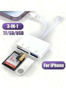 huaxunyuan 1-Pack Camera-Specific SD Card Reader | 3-In-1 USB 3.0 High-Speed Adapter | Supports SD/ (Micro SD) Memory Cards | Phone Accessory Compatible With IPhone 15/14/13 Series | Universal For / Tablet | Digital Camera Accessory | Plug And Play As A Gift