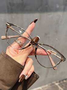 1Pc Women Retro Cat Eye Frame Fashion Glasses, Transparent Lens Fashion Glasses Stainless Steel Small Narrow Frame, Women'S Minimalist Full Frame Pc Lens Glasses For All Seasons,Christmas Gift ﻿ - Multicolor - View 7
