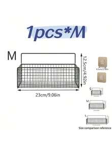 1/2 件壁挂式收纳架，免孔无钻收纳篮，多功能收纳篮，无孔设计，低致敏金属，适用于浴室和厨房收纳，非常适合洗发水、肥皂和必需品，浴室收纳和收纳 - 彩色 - 查看 14