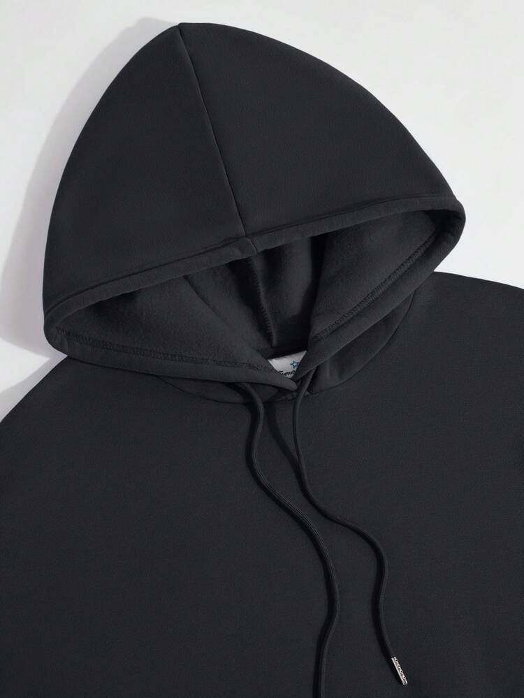 Women's casual jumper, Large front pocket，Relaxed fit, Soft fabric, Street style, Comfortable for everyday wear, Suitable for autumn/winter, Graphic lettering design, Designed for young women - 黑色 - 查看 6