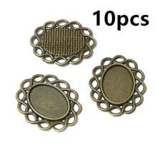 10个13x18毫米内径合金金属椭圆形吊坠凸面宝石空白底座镶嵌托盘DIY珠宝制作配件，适用于项链、耳环、手链 - 卡寶石底托 - 查看 25