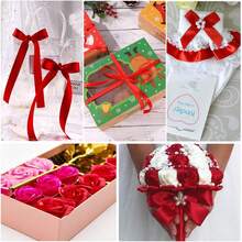 红色缎带，6/10/15/20/25/40/50毫米，纯色，适用于花束、工艺品、礼品包装、婚礼请柬、发饰、情人节礼物、领结等。 - 紅色 - 查看 3
