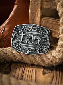1pc Western Style Buckle, Belt Buckle Autumn-Winter Accessories Halloween Costume,Suitable For Teens, Youth,Men,Casual, Outdoor, Athletic, Vacation, Graduation Gifts, Birthday, Daily Wear - Cow 3 - View 26