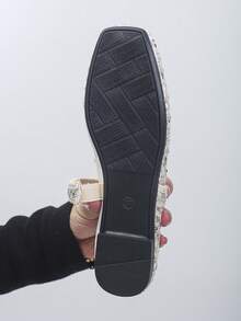 Giày bệt mũi vuông đính sequin cỡ lớn 35-43, giày lười thanh lịch dành cho nữ, thích hợp cho mùa xuân và mùa thu. - Kim sa bạc - Xem 9