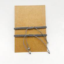 2条/套手工编织情侣手链，可调节灰色和黑色友谊手链，男女通用，情人节礼物