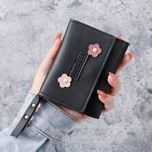 Cartera de Mujer Estilo Coreano Corta Creativa Cartera Estudiante Monedero con Hebilla - Rosa - Ver 14
