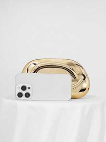 Women's Glamorous Gold Metallic Evening Clutch - Shiny Sculpted Handle Crossbody Handbag, Stylish Party/Prom Purse, Perfectly Matches Bridal Attire & Gold Heels, Elegant Compact Evening Bag - 金色 - 查看 9