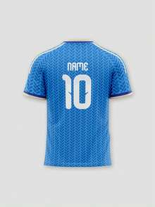 Áo thun thể thao tùy chỉnh này có thiết kế áo đấu World Cup của đội tuyển quốc gia Ý, với họa tiết sọc xanh trắng, được thiết kế đặc biệt cho World Cup 2026. Có thể tùy chỉnh với chữ cái và tên. Chiếc áo thun này có thể dùng làm quà tặng, quà tặng Ngày của Cha, hoặc áo thun cho các sự kiện kỷ niệm. Thích hợp cho mùa hè, hoặc để mang theo khi đi du lịch. - Màu xanh lam - Xem 4