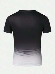 Men's Gradient Lightning Print Short Sleeve T-Shirt, Summer Fashion