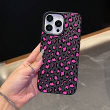 A Simple And Stylish Pink Phone Case With Leopard Print Pattern, Compatible  11,12,13,14,17,11 Pro Max,12 Pro Max,13 Pro Max,14 Pro Max,15 Pro Max,16 Pro Max/17 Pro Max/S22/S22PLUS/S23/S23PLUS/S24/S24PLUS/S25/S25PLUS/S25ULTRA Waiting For The Model. As A Gift For Family And Friends, It Is Very Suitable As A Fashionable Choice For Occasions Such As Birthdays, Spring Festival, Holidays, Valentine's Day, Etc. - Màu Hồng Tươi - Xem 8