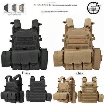 Tactical Vest With Camouflage Bulletproof Vest, Multi-Functional Breathable Abrasion-Resistant Outdoor Vest