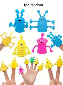 1pc Cute Finger Puppet Toy, Elastic Finger Puppet Stress Relief Toy, Soft Rubber Finger Doll Toy, Suitable For Role Play, Birthday Party Gifts, Gift Bag Filler, Piñata Filler, Random Color And Style - Multicolor - View 7