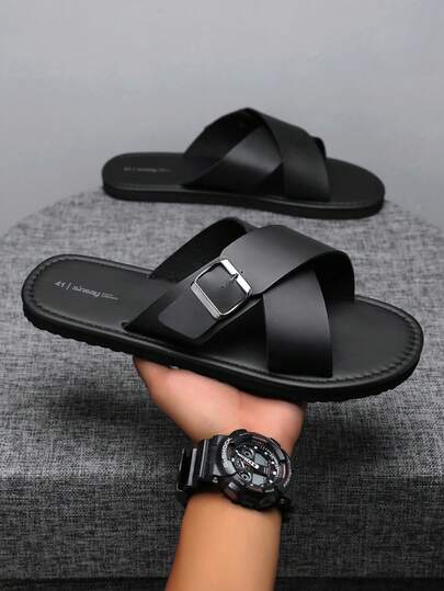 HISQIM 男士凉鞋，时尚舒适的室内/室外鞋履，经典设计，适合休闲和正式场合，经久耐穿，清爽透气。