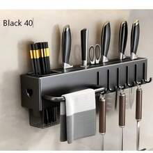 Wall Mounted Kitchen Utensil Rack, No Drill Metal & Plastic Hanging Hooks Storage Organizer, Multi-Function Suspended Kitchen Cookware & Tableware Rack, Space Saving Tool Holder, Autumn/Winter Kitchen Organizer - Multicolor - View 4