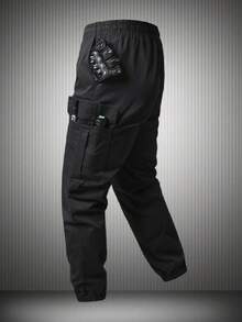 Men's Outdoor Casual Cargo Pants, Multi-Pocket Drawstring Waist Workwear Trousers, Spring/Autumn