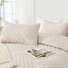 Queen Size Bed Comforter Set - Bohemian, Soft, Warm, Button Tufted  Design, Neutral Tone, Rustic, Aesthetic, Textured, Beige/Cream Color - Beis - Ver 5