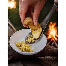 1pc Stainless Steel Ginger Grater, Garlic Crusher, Lemon Zester, Ergonomic Manual Kitchen Masher, Suitable For Fresh Spices, Restaurant Kitchen Tools, Food Trucks - Silver - View 5