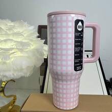 40oz Pink and White Checkered