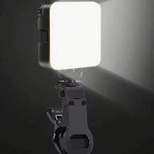 1个迷你便携式自拍环形灯，LED口袋补光灯，适用于单反相机拍照和录像，美颜灯光 - 黑色 - 查看 1